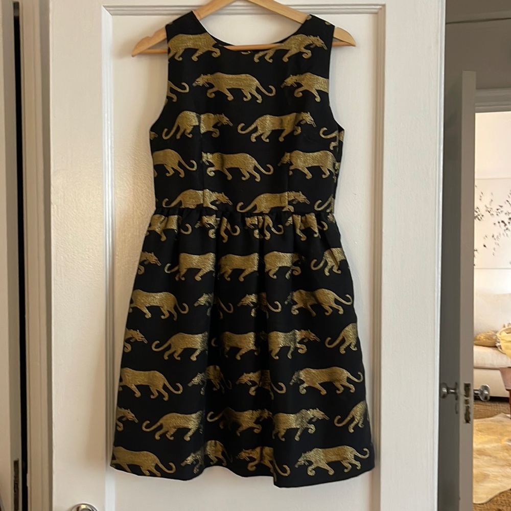 Anthropologie gold panther / cougar / tiger dress